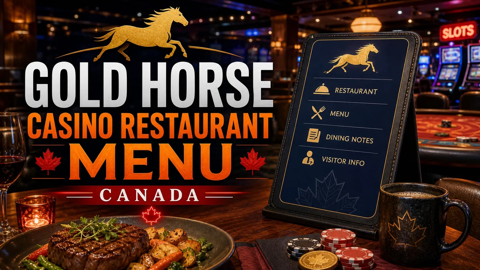 Casual Canadian dining table with menu board, chips in background, no online casino CTA